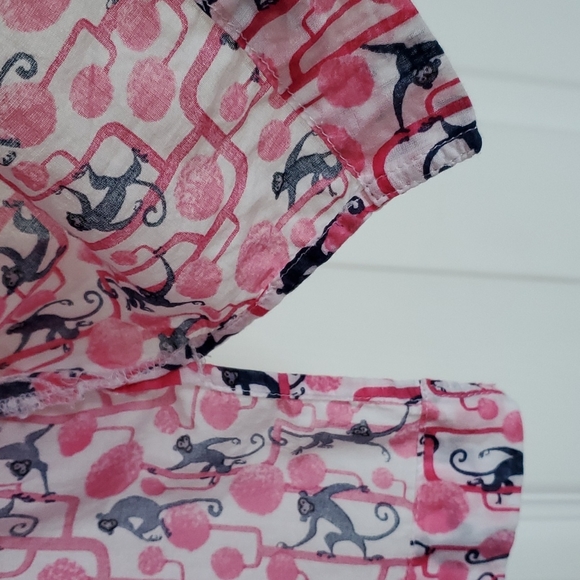Talbots pink and blue monkey print tunic Size large euc - Picture 4 of 6